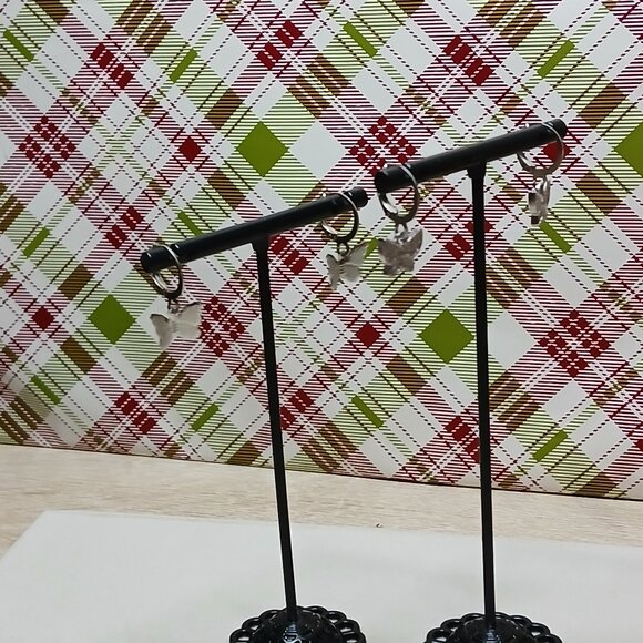 NWOT Two Pair of Fashion Jewelry Silver Tone Butterfly Earrings #3 - Picture 8 of 13